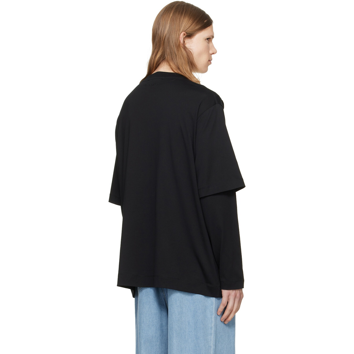 Simone Rocha Black Ruffle Slash Layered Long Sleeve T-shirt