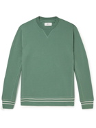 MR P. - Contrast-Tipped Loopback Organic Cotton-Jersey Sweatshirt - Green