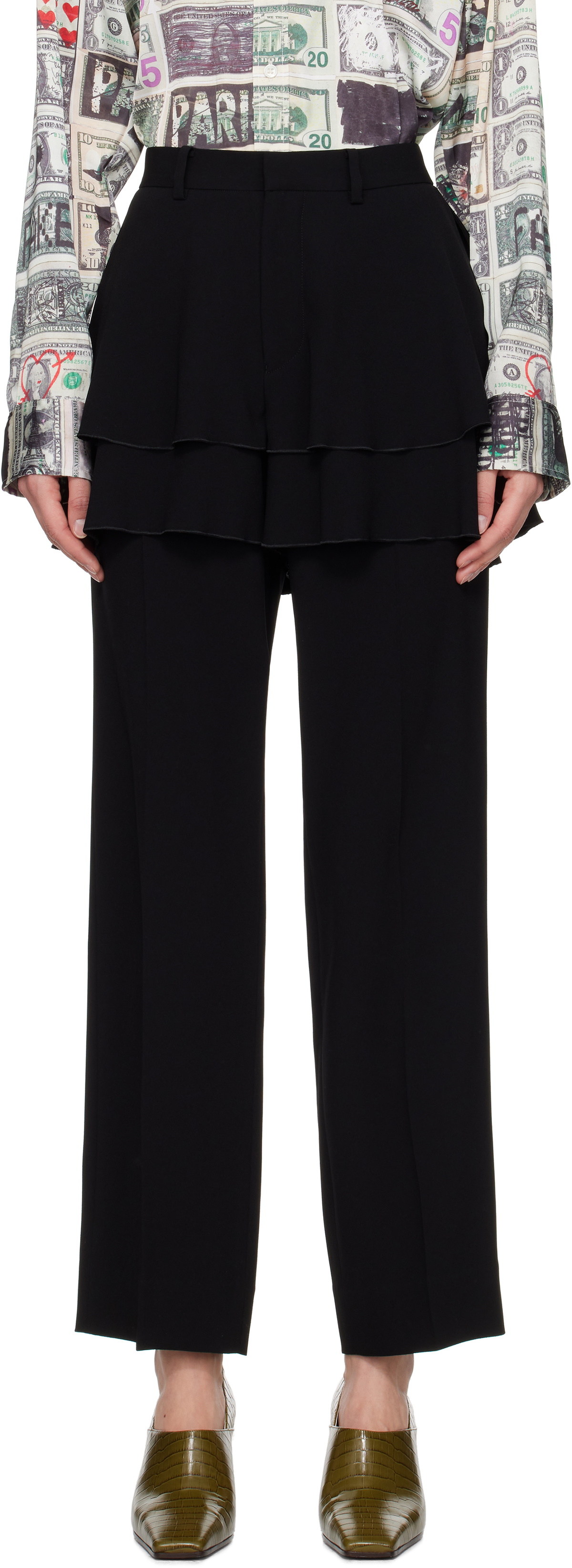 UNDERCOVER Black Ruffle Skirt Trousers