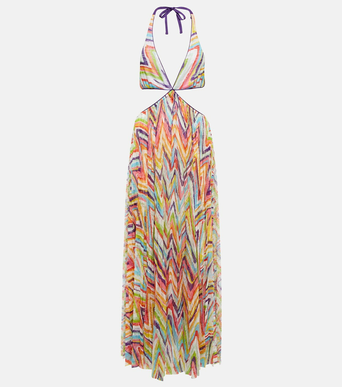 white christmas dresses Bria Zigzag Stripe Plunge Neck Maxi Knit Dress main image 1