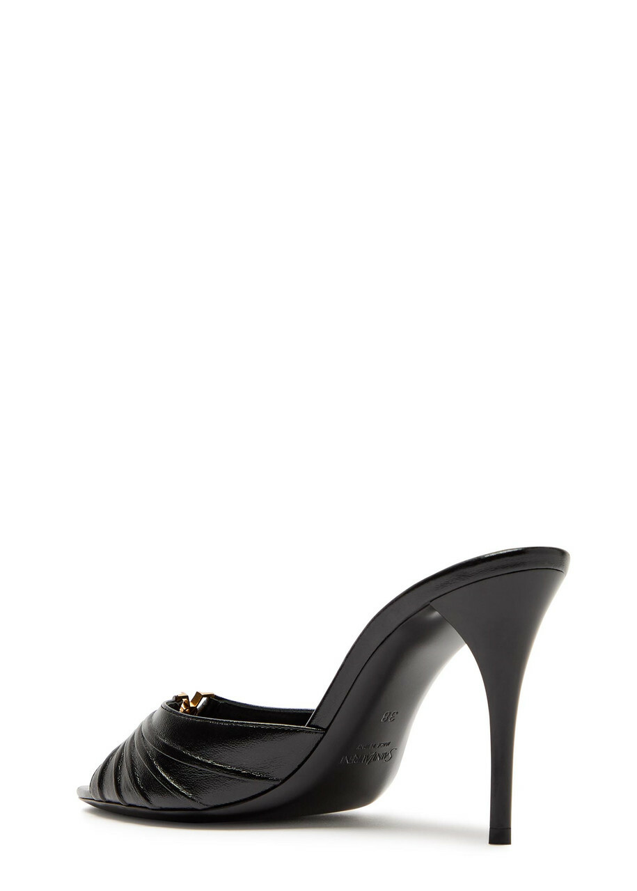 Saint Laurent Babylone 90 Pleated Leather Mules Black