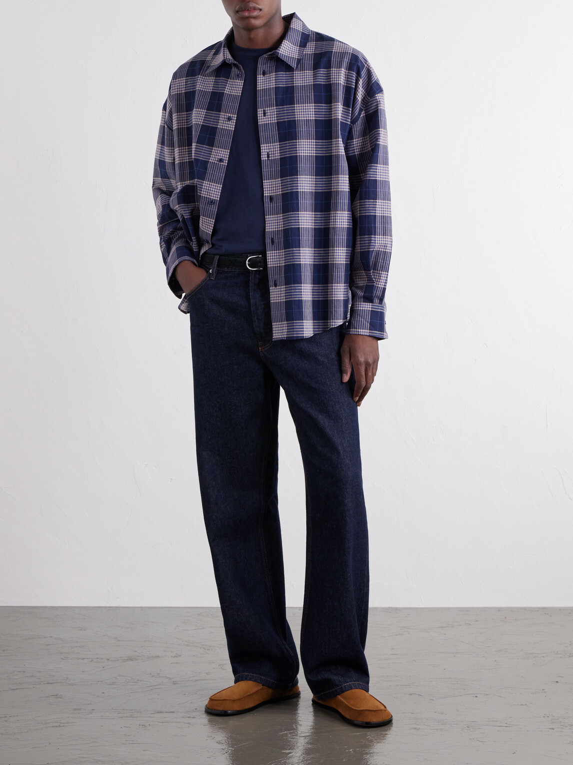 The Elder Statesman - Checked Cotton Shirt - Blue
