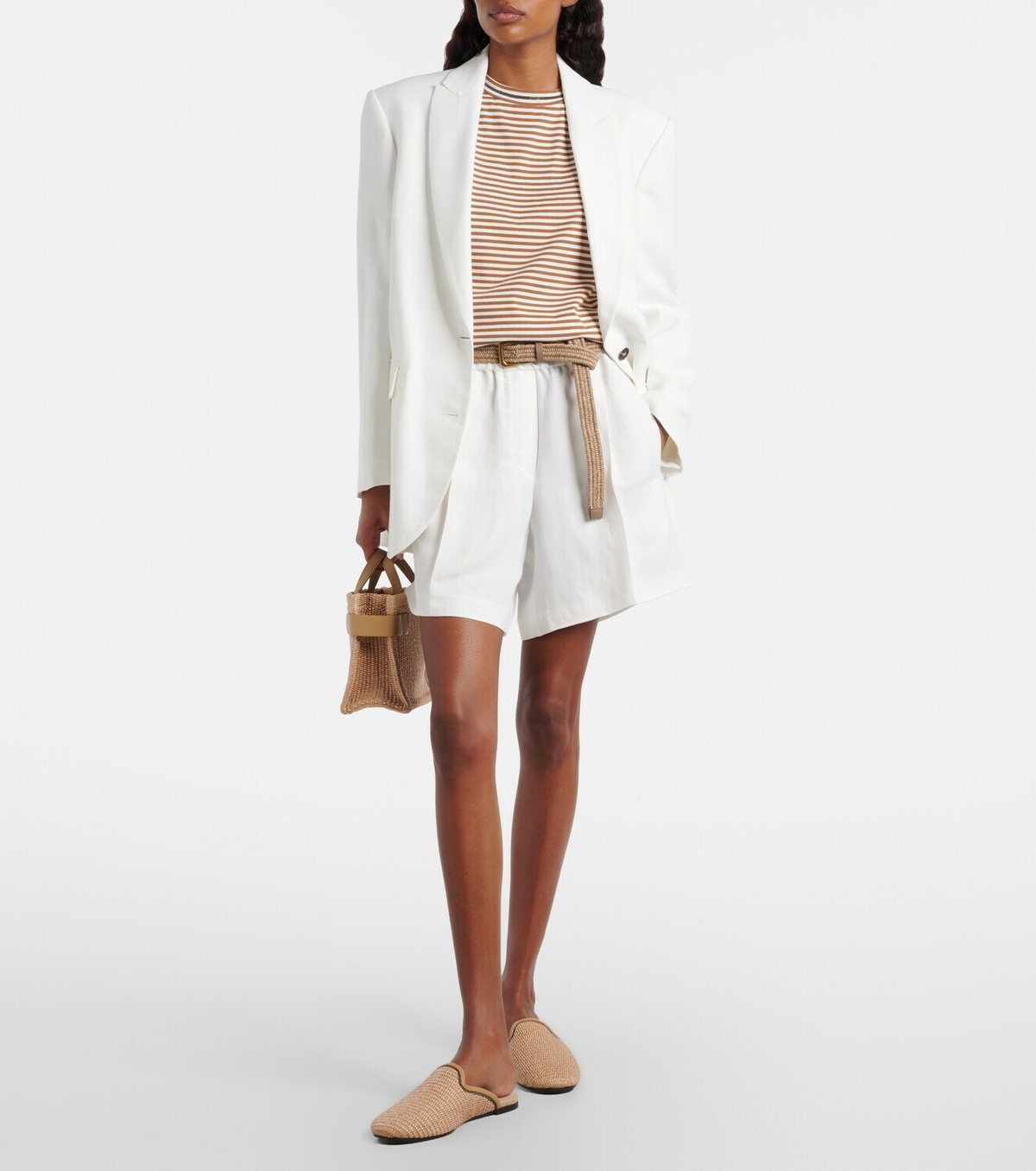 Brunello Cucinelli Striped oversized cotton jersey T-shirt