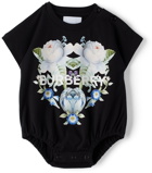 Burberry Baby Two-Pack White & Black Floral Bodysuit Set
