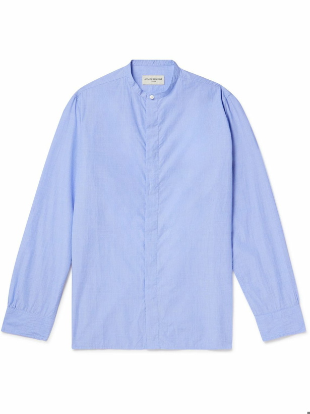 Photo: Officine Générale - Gaston Grandad-Collar End-On-End Cotton Shirt - Blue