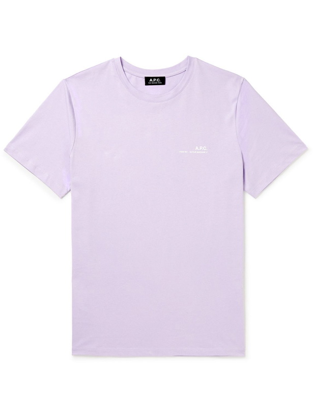 Photo: A.P.C. - Logo-Print Cotton-Jersey T-Shirt - Purple