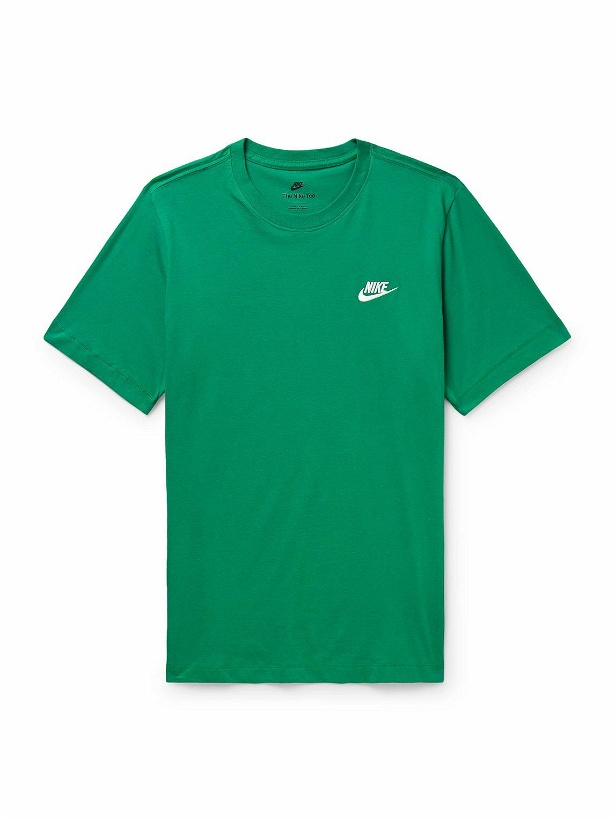 Photo: Nike - Sportswear Club Logo-Embroidered Cotton-Jersey T-Shirt - Green