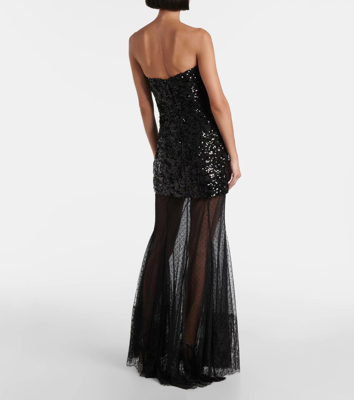 Rebecca Vallance Diana sequined mesh-trimmed gown