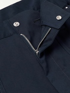 Moncler - Tapered Cotton-Blend Gabardine Trousers - Blue