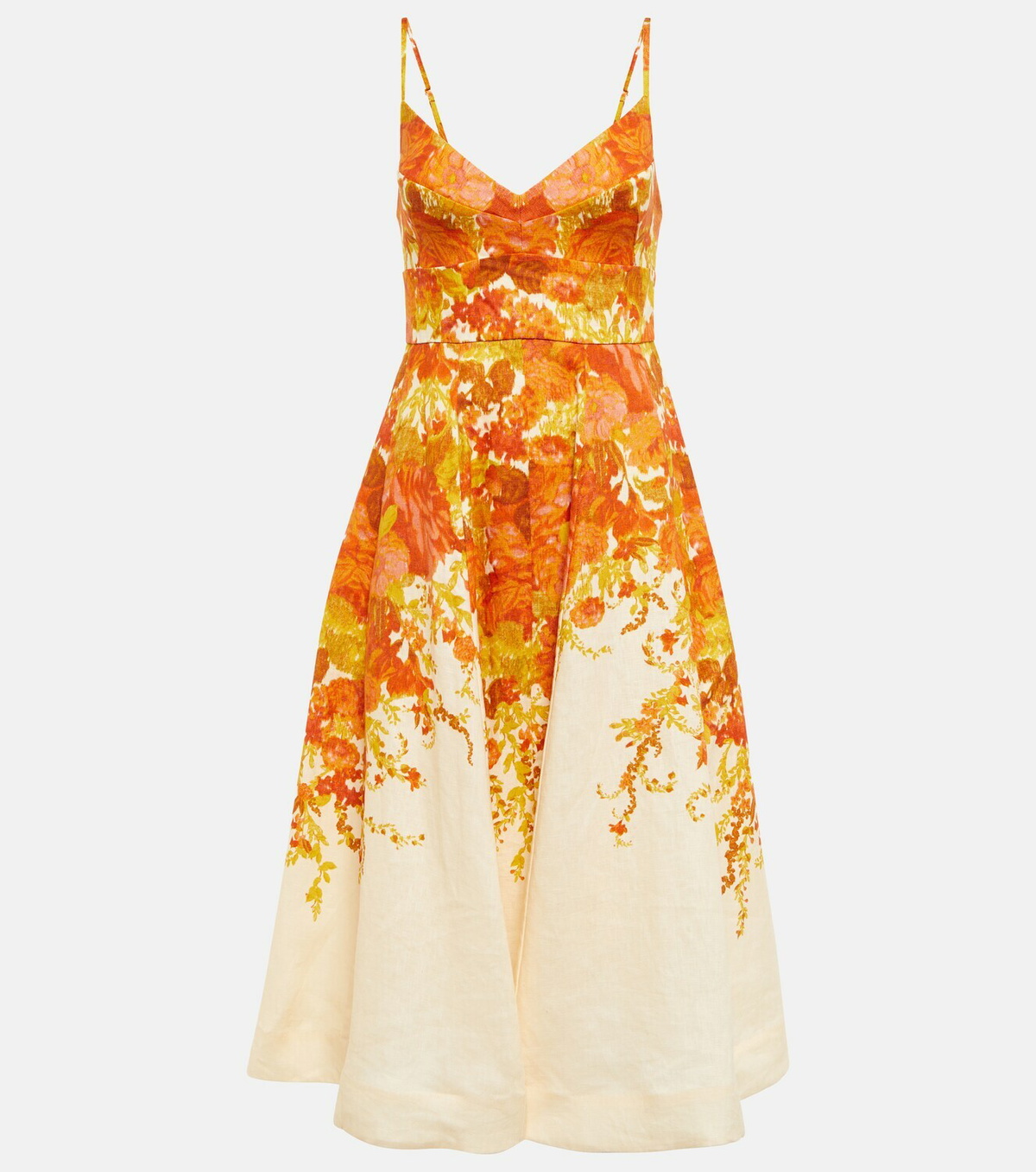 【ZIMMERMANN】picnic floral-print linen ミディ ドレス ZIMMERMANN Wonderland Picnic Floral-Print Linen Midi Dress