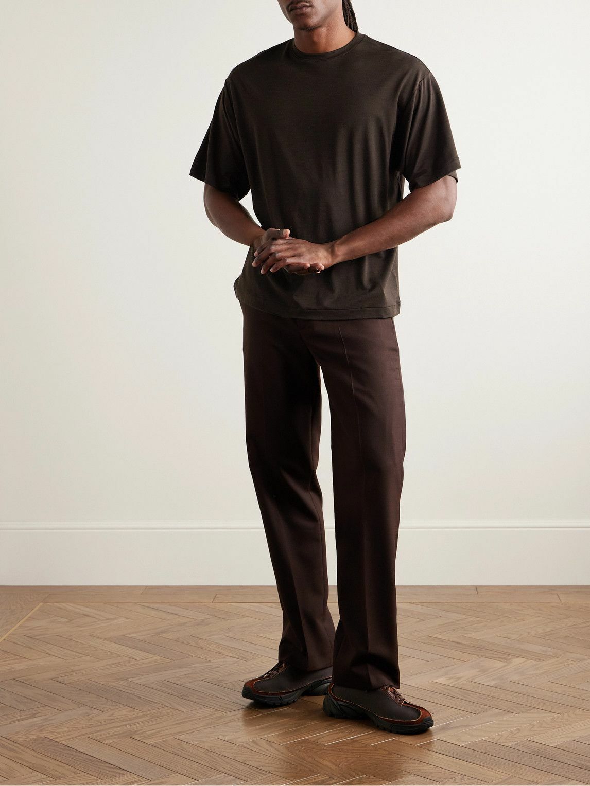 Kaptain Sunshine - Super180s Wool-Jersey T-Shirt - Brown