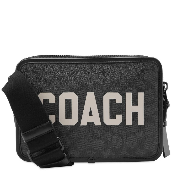 Photo: Coach Men's Charter Graphic Crossbody Bag in Charcoal Multi Signature Leather
