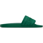 Casablanca Green Embossed-Logo Pool Slides