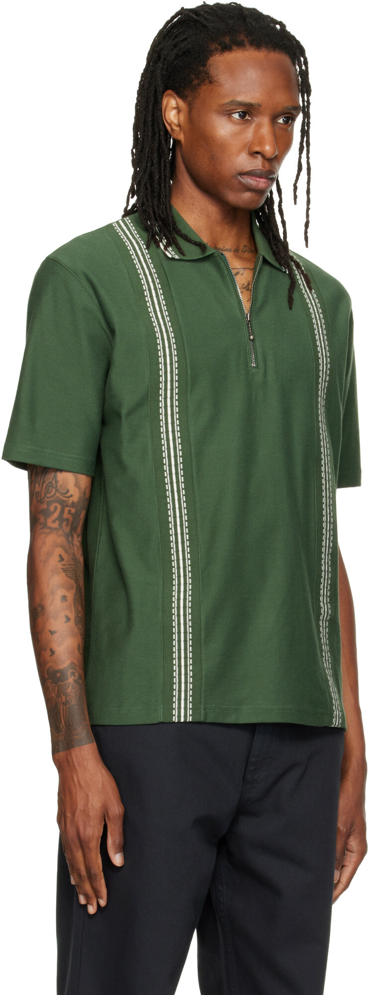 Palmes Green Panel S/S Zip Polo