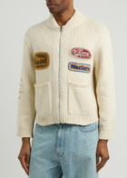 Cherry Los Angeles Western Patch-appliqué Cotton Cardigan Cream