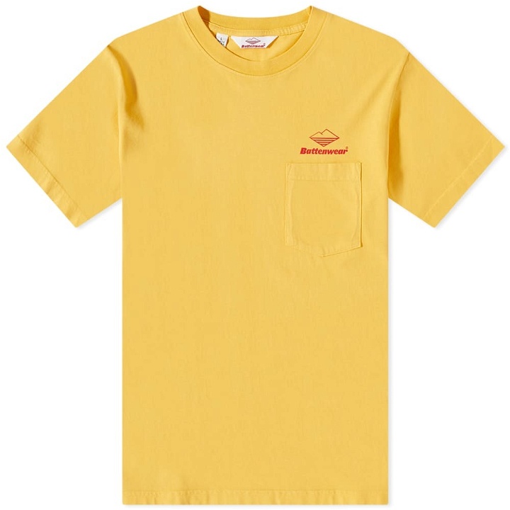 Photo: Battenwear Men's Team Pocket T-Shirt in Mustard