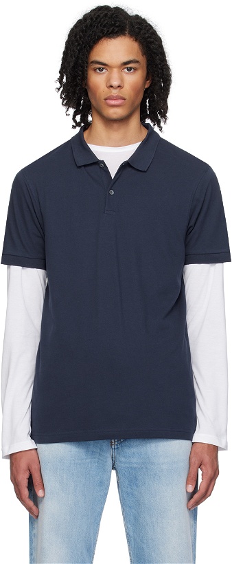 Photo: Sunspel Navy Two-Button Polo