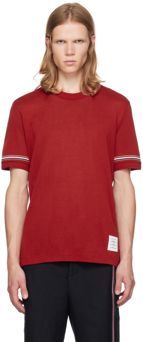 【関税込み】Thom Browne レッド ストライプ 長袖トップス Red Striped T-Shirt by Thom Browne on Sale