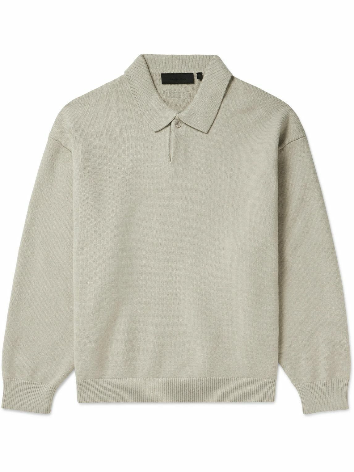 FEAR OF GOD ESSENTIALS - Oversized Knitted Polo Sweater - Neutrals Fear ...