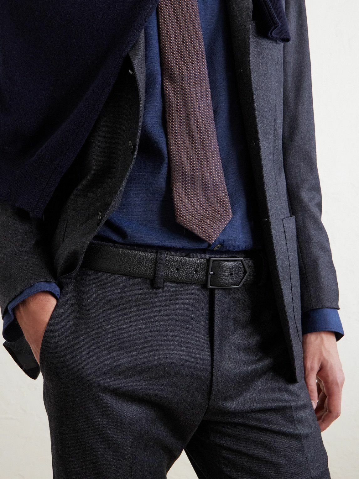 Canali - 3.5cm Full-Grain Leather Belt - Black