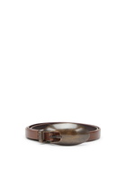 Diesel 1.5cm slim leather belt with sculptural buckle - Belts Womens in Brown
