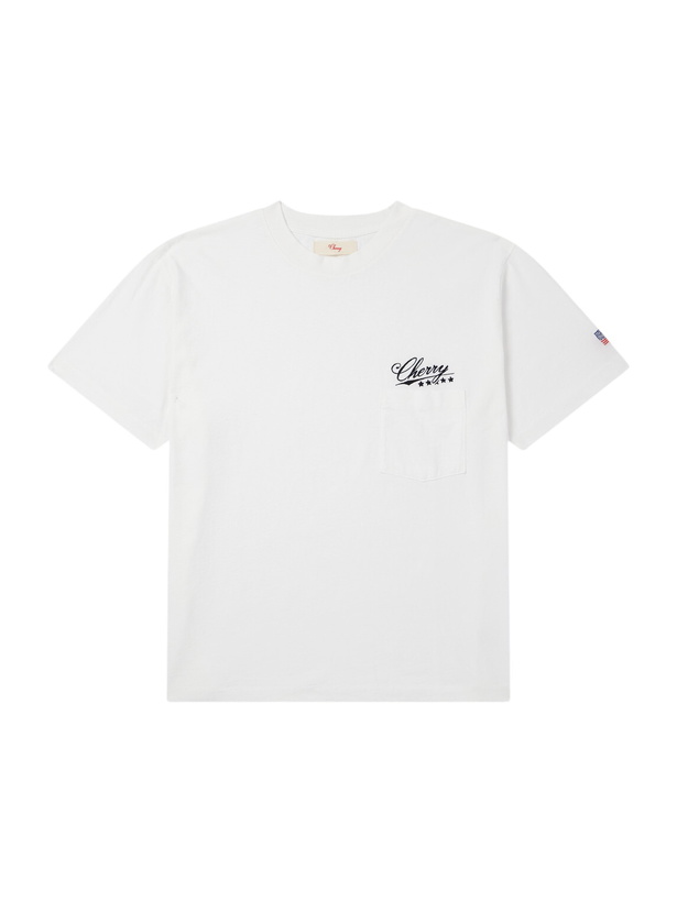 Photo: Cherry Los Angeles - Logo-Embroidered Cotton-Jersey T-Shirt - Neutrals