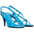 Versace Blue Valentina Satin Heeled Sandals