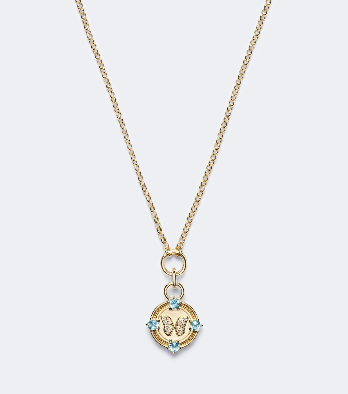 FoundRae Reverie 18kt gold pendant necklace with diamonds and topaz