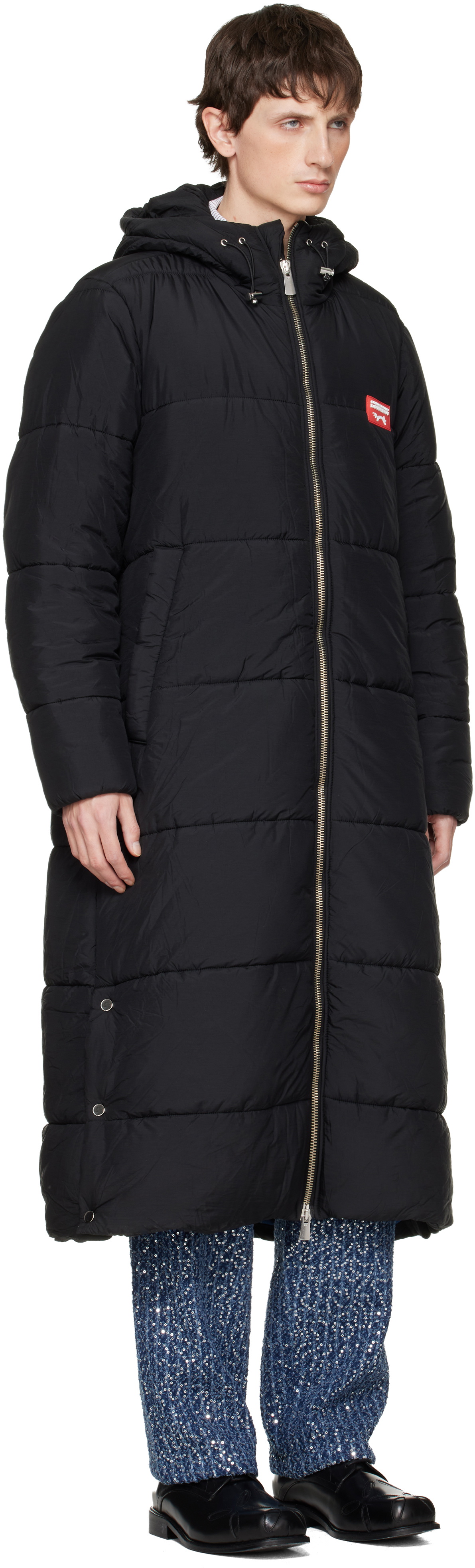 Charles Jeffrey LOVERBOY Black Long Bunny Puffer Coat
