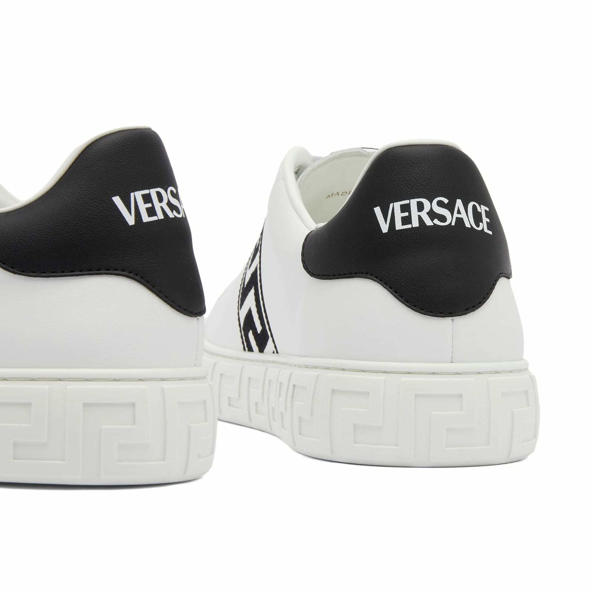 Versace Men's Greek Sole Embroidered Band Sneakers in White