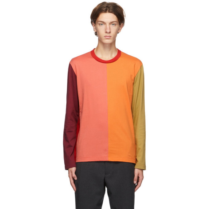 Photo: Comme des Garcons Homme Deux Multicolor Colorblocked Long Sleeve T-Shirt