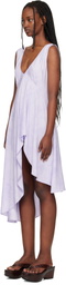 Collina Strada Purple Lilac Floral Scribble Tulip Midi Dress