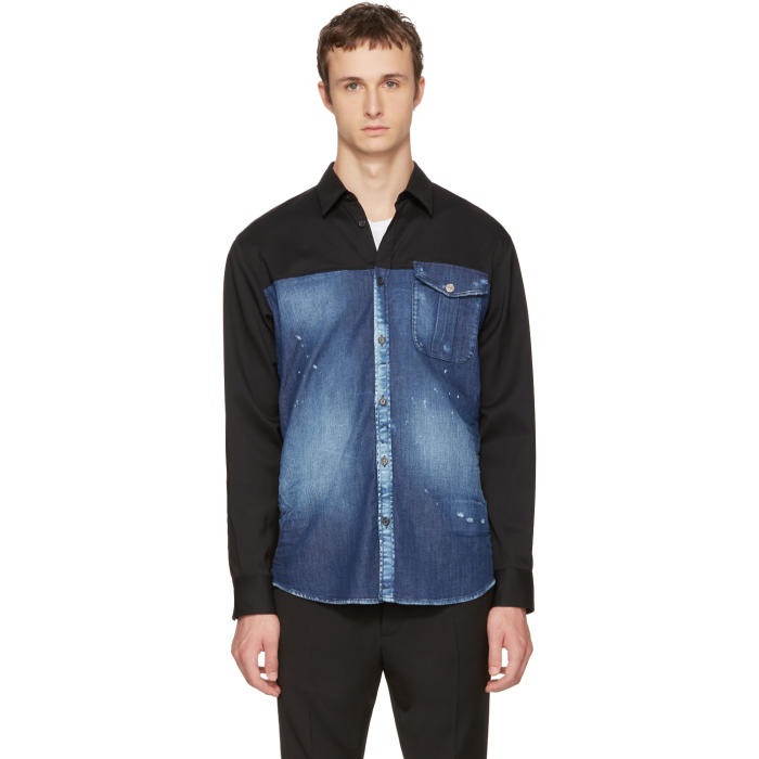 Photo: Dsquared2 Blue and Black Canada Hiking Shirt