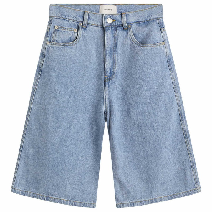 Photo: Coperni Women's Denim Bermuda Shorts in Blue Light