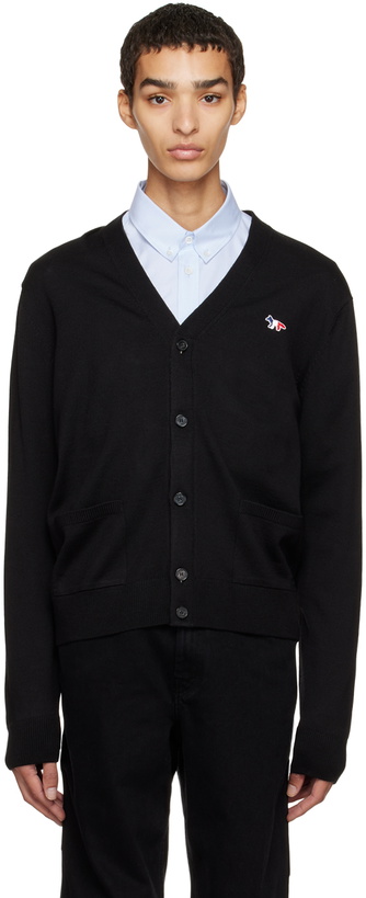 Photo: Maison Kitsuné Black Tricolor Fox Patch Cardigan