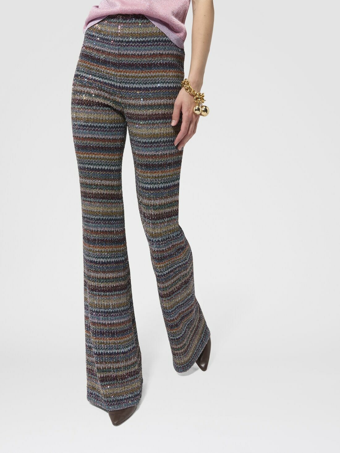 Missoni - Flared trousers in textured knit, Women, Multicoloured