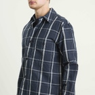 MHL by Margaret Howell Men's Overall Shirt in Slate Blue/Off White