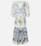 Camilla Floral off-shoulder linen and silk maxi dress