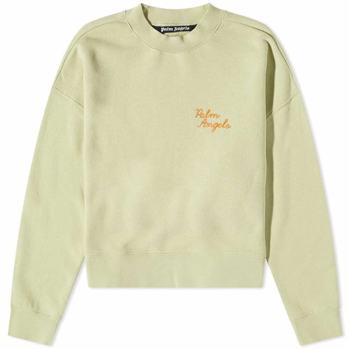 Photo: Palm Angels Back Spray Palm Embroidered Logo Crew Sweat