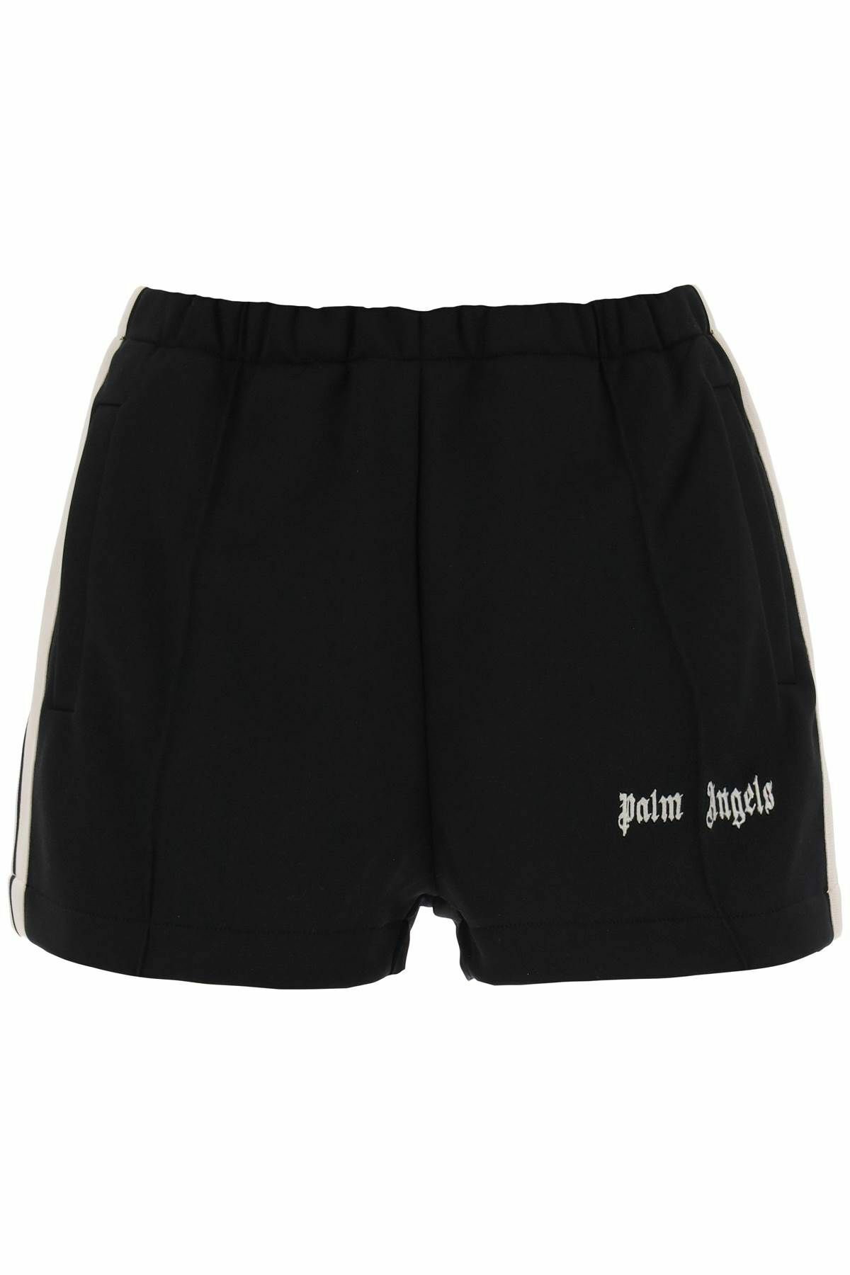 ショートパンツ PALM ANGELS track shorts with contrast bands Embroidered Logo Track shorts in BLACK OFF WHITE for Men