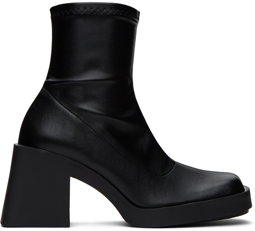 【関税込み】Justine Clenquet ブラック Eddie ロングブーツ JUSTINE CLENQUET Ssense Eddie Black Burgundy Patent Leather