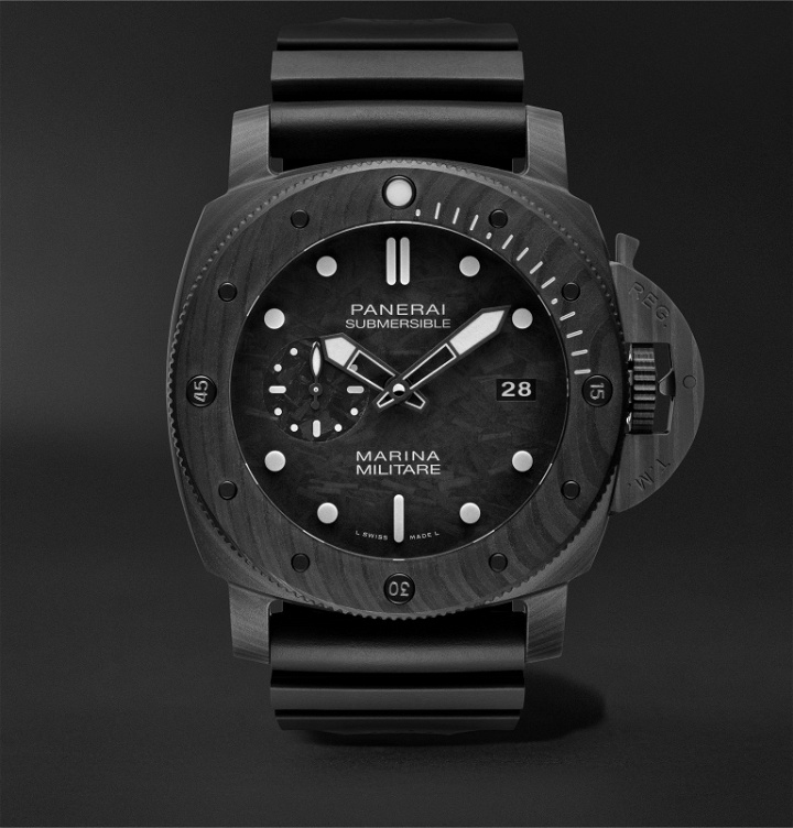 Photo: Panerai - Submersible Marina Militare Automatic 47mm Carbotech and Rubber Watch - Black