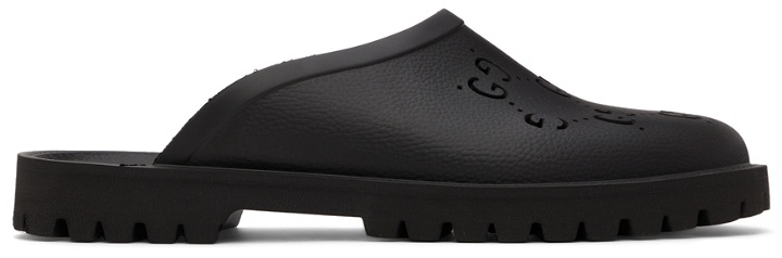 Photo: Gucci Black Rubber GG Slip-On Loafers