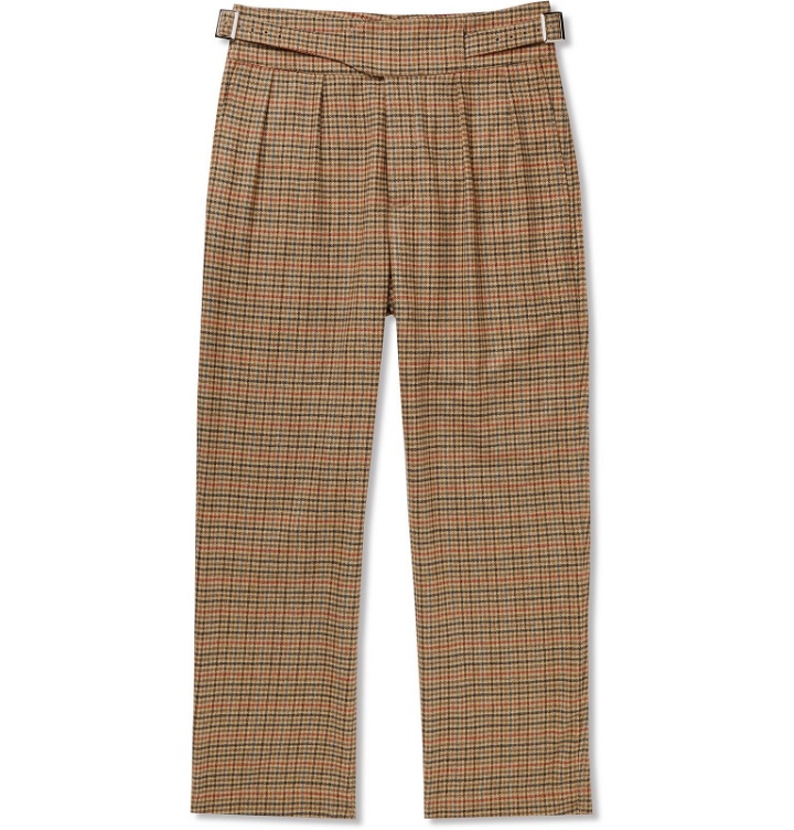 Photo: Noah - Pleated Checked Wool and Cashmere-Blend Trousers - Brown