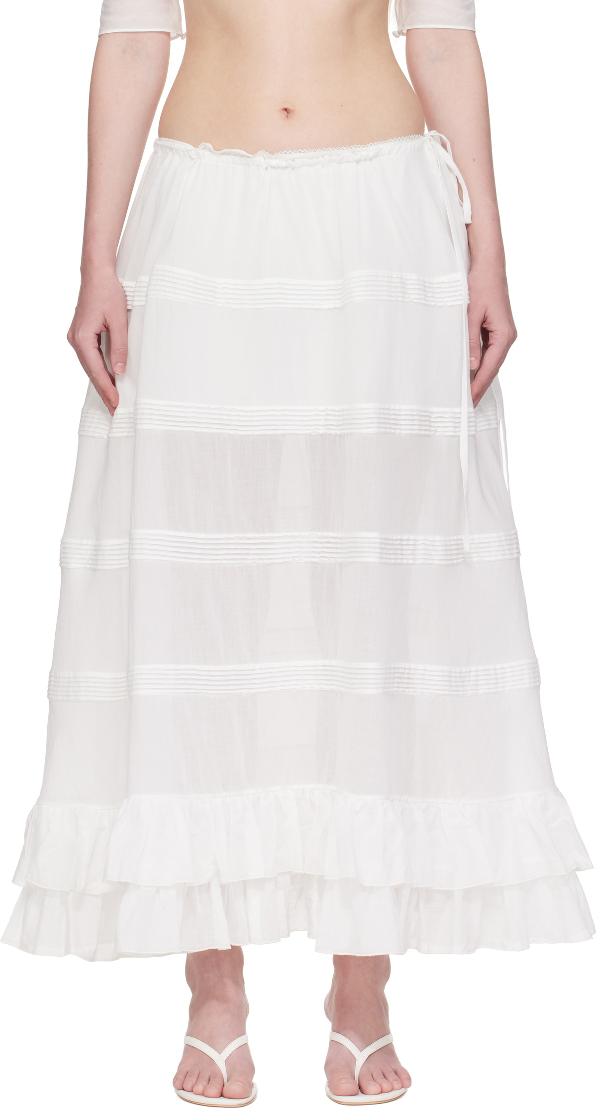 Mirror Palais White Mirage Bustle Midi Skirt