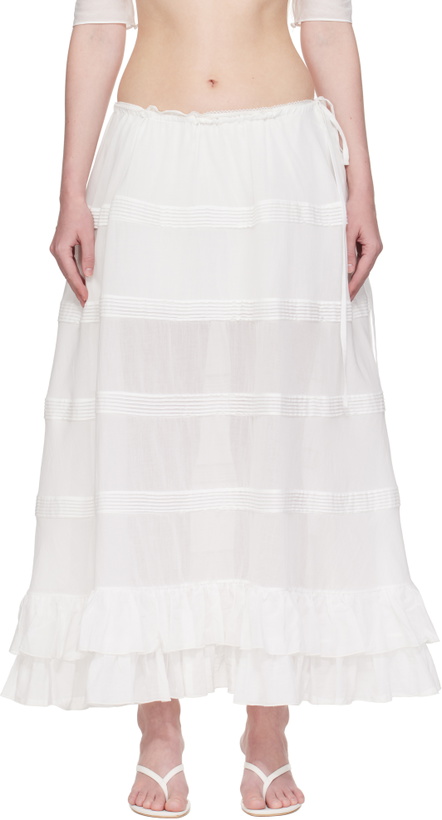 Photo: Mirror Palais White Mirage Bustle Midi Skirt
