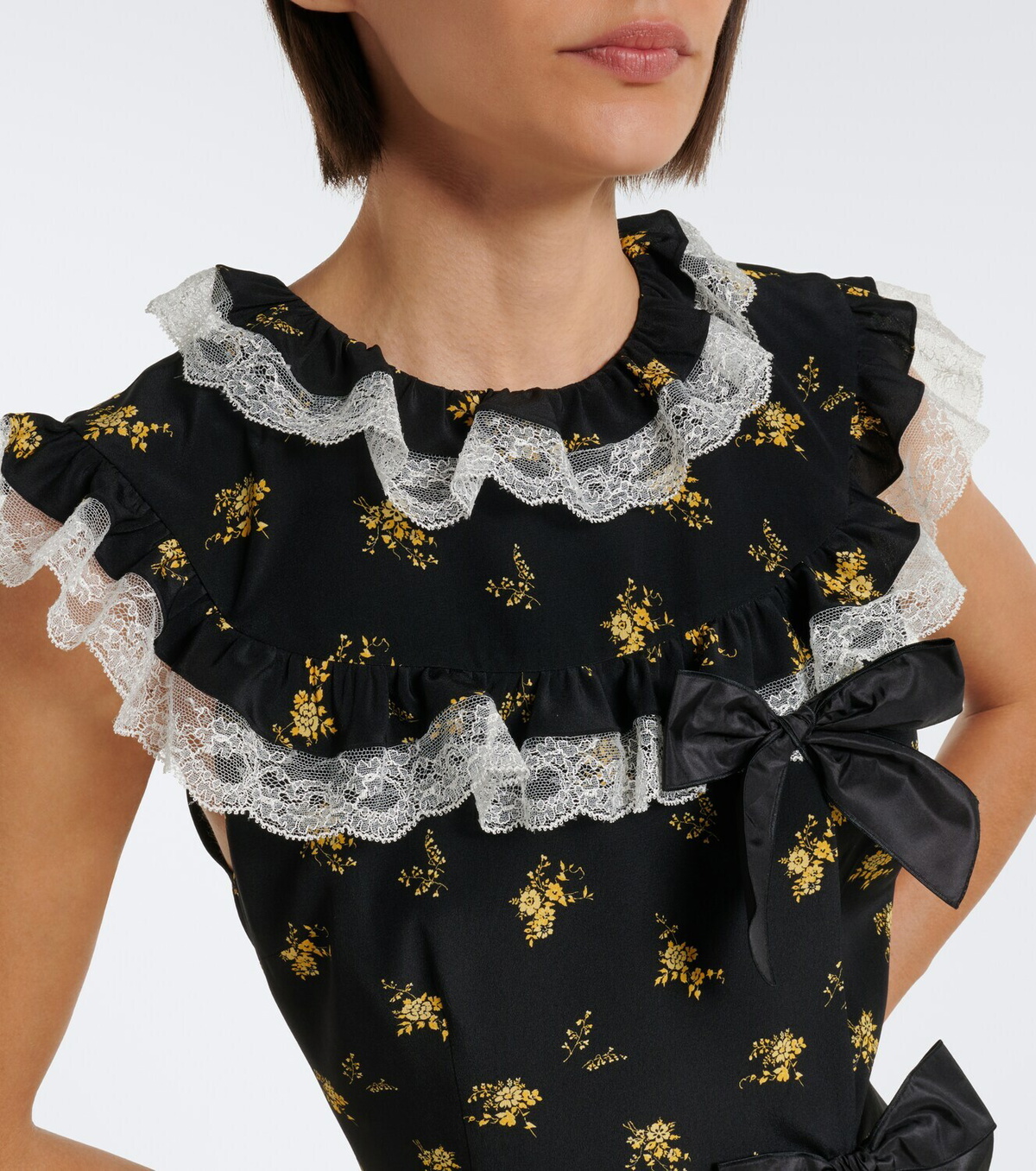 Alessandra Rich Bow-detail floral silk gown