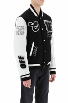 OFF-WHITE lea varsity bomber jacket White
