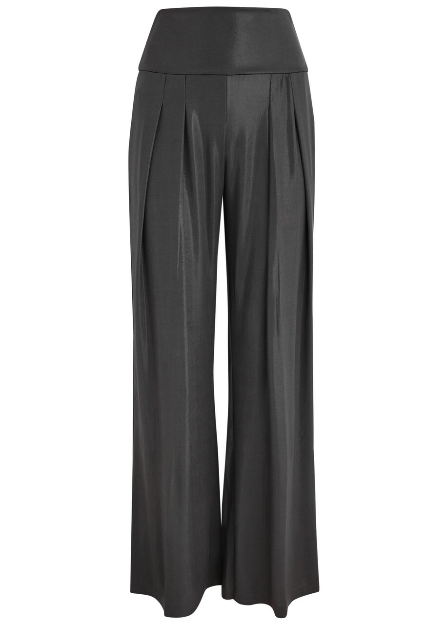 Norma Kamali Coated Stretch-jersey Trousers Charcoal