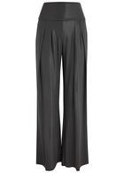 Norma Kamali Coated Stretch-jersey Trousers Charcoal